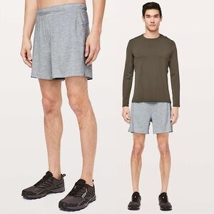 Lululemon Surge Athletic Run Short 6" / Heather Allover Sea Salt Light Cast Sz L